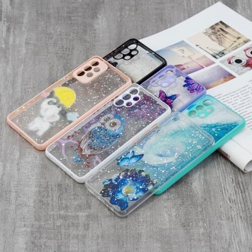 Soft Bumper Hard Acrylic Glitter Starry Sky Clear Shockproof Phone Case for Samsung Galaxy A32 4G Version Phone Shell Cover