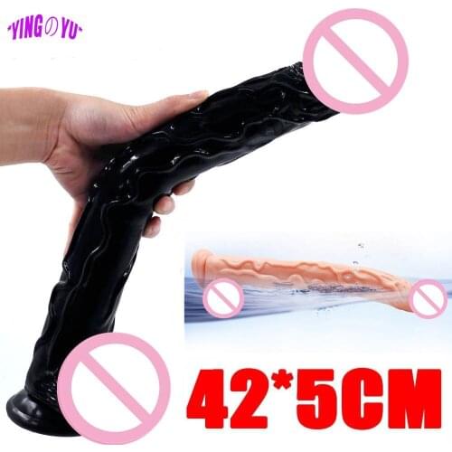 Super Long 42cm Huge Dildo Suction Cup Realistic Penis Giant Big Soft Cock Strapon Horse Anal Sex Toys For Woman 18 Years Old