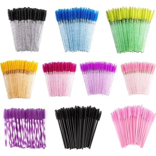 50pcs Makeup Eyelash Crystal Brushes Disposable Mascara Wands Applicator Eyelashes Cosmetic Brush Makeup Extension Tool Kit