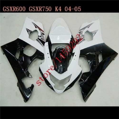 Custom Fairing set for SUZUKI GSXR600 750 2004 2005 fairing kit 04 05 GSXR 750 GSXR 600 K4 white black fairing