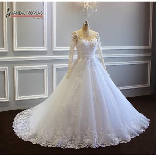 Amazing Long Sleeves Lace Wedding Dress Ball Gown vestido de noiva 2019
