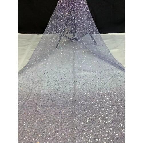 Luxury ZH-398687 lace fabrics clothing latest Nigerian French tulle lace sequins and beads high quality African lace