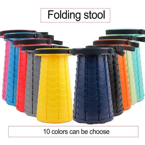 Outdoor Retractable Stool Folding pocket Chiar Portable Camping accessories Convenient Fishing plastic Chairs Foldable small