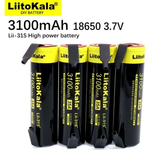 LiitoKala 1-20PCS New Lii-31S 18650 Battery 3.7V/4.2V Li-ion 3100mA 35A Power battery For high drain devices+DIY nickel