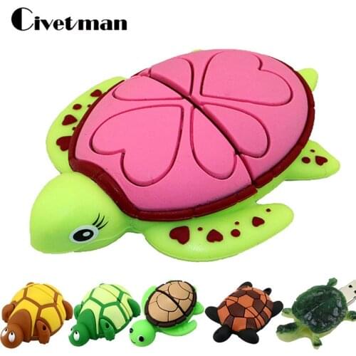 USB Flash Drive Tortoise Pen Drive 4GB 8GB 16GB 32GB 64GB 128GB Cartoon Animal Turtle USB Flash Pendrive Memory Stick Disk Gifts