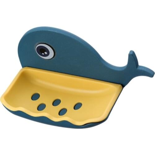 Whale Shaped Non Perforated Soap Holder Bathroom Drain Soap Box Toilet Soap Holder Wall Mounted Shelf Soap Dishes Self Adhesive