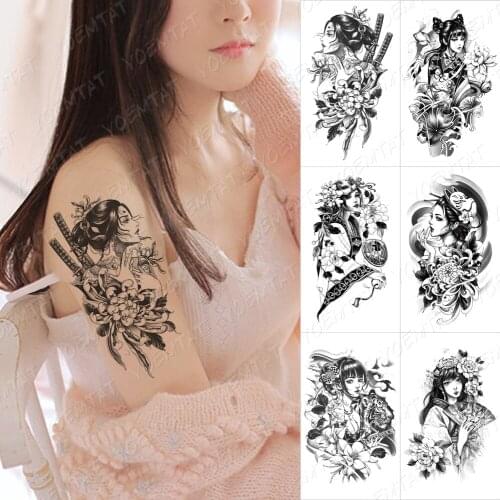 Waterproof Temporary Tattoo Sticker Dragon Japanese Samurai Flash Tattoos Lion Compass Leopard Geometry Body Art Arm Fake Tatoo