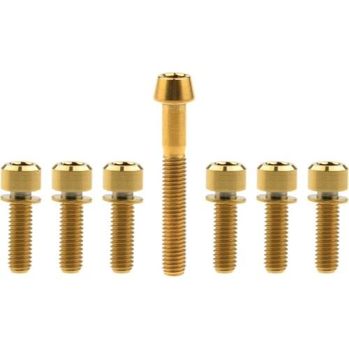 Xingxi 6 Pcs M6x16 18 20 25mm With Washer Ti Titanium Bolts And 1 Pc M6x35mm Taper Head Titanium Screws Bolts Bicycle parts