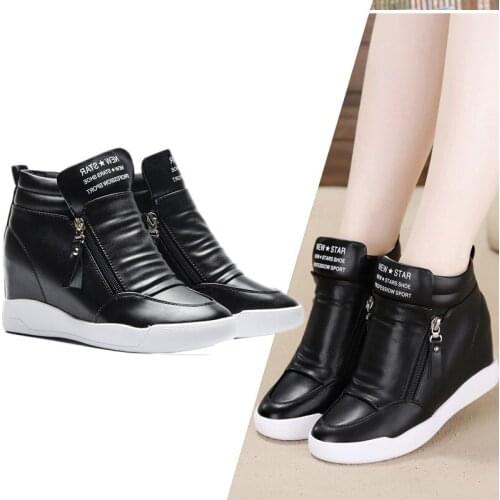 VIP Link For Dropshipping Platform Wedge Heel Boots Women Shoes Fashion Casual Zip Botas with Increased Platform Sole Female PU