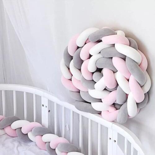 1M/2M/3M Baby Bed Bumper Handmade Braid Knot Cradle Pillow Infant Crib Protector Pad Newborn Bed Protector Cushion Room Decor