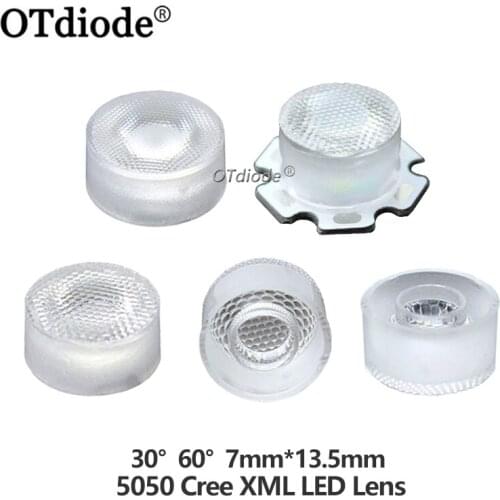 10PCS 13.5mm 5050 Cree XML XML-L2 LED Lens 30 60 Degree Optical Grade PMMA Led Lens Holder Plano Reflector Collimator