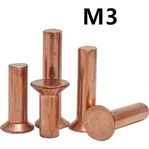 100PCS M3x5/6/8/10/12/14/16/18/20/25mm DIN661 GB869 Copper Countersunk Head Rivets