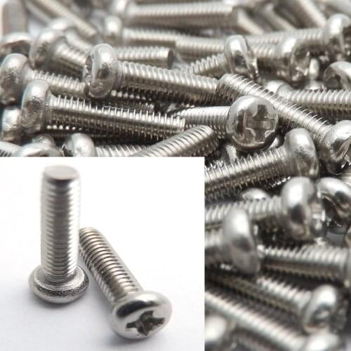 1000pcs/lot M2 304 A2 Stainless Steel Cross Pan Head Micro Small Mini Screw 3-30mm length GB818