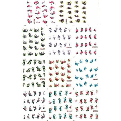 11 PACKS/LOT UPRETTEGO NAIL ART BEAUTY WATER DECAL SLIDER NAIL STICKER FLOWER LYTHRUM GOOSE BERRY BLACK BLE741-751