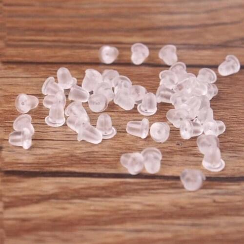 200Pcs/Lot Clear Soft Silicone Rubber Earring Backs Safety Bullet Stopper Rubber Jewelry Accessories DIY Parts Ear Plugging