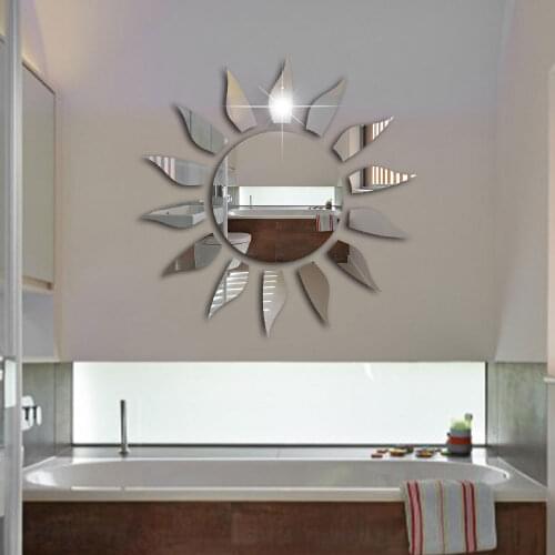 JM336 Sunflower Flower Room Decoration 3D Three-dimensional Removable Self Adhesive Acrylic Mirror Wall Sticker