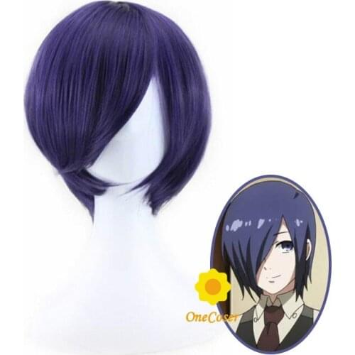 Anime Tokyo Ghoul Touka Kirishima Cosplay Short Purple Wig Figure Cosplay Heat-resistant Fiber Hair + Wig Cap Party Role Play