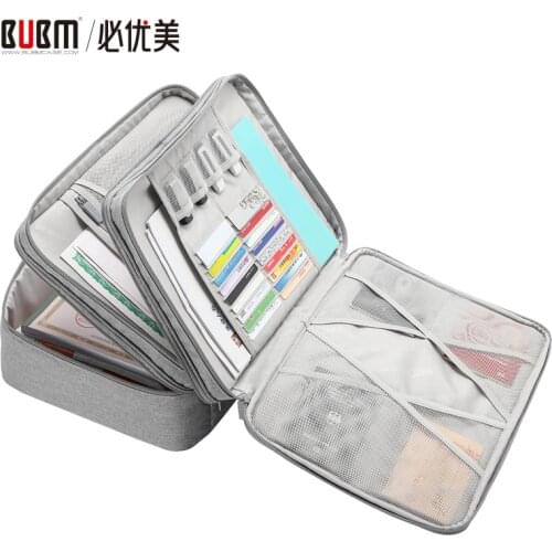 BUBM document organizer meeting ticket storage single or double or 3 layer , Locket or not 10 styles 3 colors