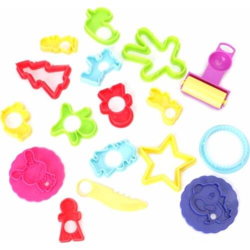 Kids Plastic Plasticine Mould Tools DIY Children Clay Cutters Moulds Toy Kit Funny Dough Modeling Tool With Knife Roller Toys