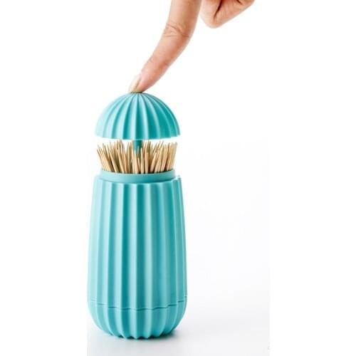 Creative Mushroom Head Automatic Toothpick Holder Eco-Friendly House Case Stand for Toothpicks Multicolor Toothpick Dispenser