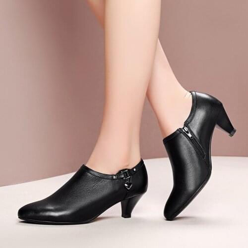 Womens single shoes classic black spring and autumn basic leggings mature sexy professional business office women shoes U22-57