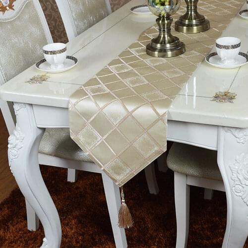 Fashion Amazing European style Golden plaid table runner Lace Luxury Table flag