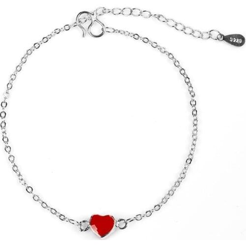 Fashion Simple Red Heart-shaped Pendant Bracelet Charming Womens Wedding Party Charm Hand Chain Romantic Valentines Day Gift