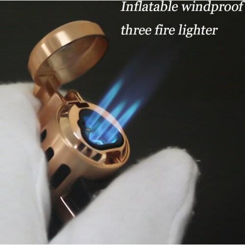 Powerful 1300 C Kitchen Butan Triple Torch Turbo Lighter Spray Gun Jet Pipe Gas Cigarette Windproof Cigar Lighter Man Gadgets