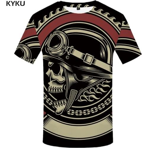 KYKU Military T-shirt Men Black Skull T Shirt Hip Hop Tee Casual Gothic 3d Printed Tshirt Punk Rock Mens Clothing Streetwear Top