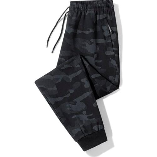 Mens Four Seasons Cotton Camouflage Sports Pants Thin Casual Loose Plus Size Trousers Mens Feet Micro Stretch Pants 8XL