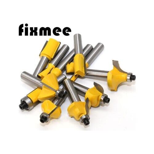 12pcs Milling Cutter Router Bit Set 8mm Wood Cutter Carbide Shank Mill Woodworking Trimming Engraving Carving Cutting Tools