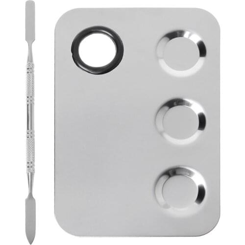 Stainless Steel Paint Palette Tray Mixing Rod Spatula Set For Nail Art Supply School Supplies Watercolor Oil Painting Makeup