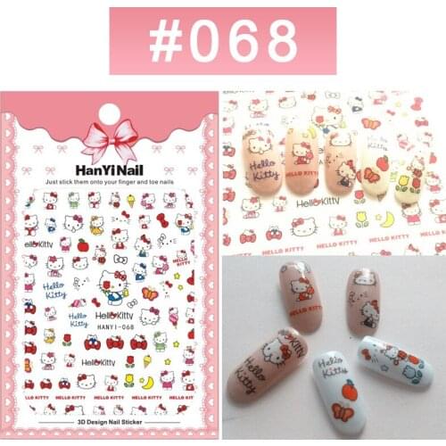 Sanrio hello kitty 3D nail decals with back glue Nail Kitty cartoon stickers Nail accessories