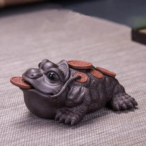 NEW Purple Clay Tea Pet Handmade Lucky Rich Frog Figurine Teaware Ceremony Accessories Creative Home Table Decoration Ornament