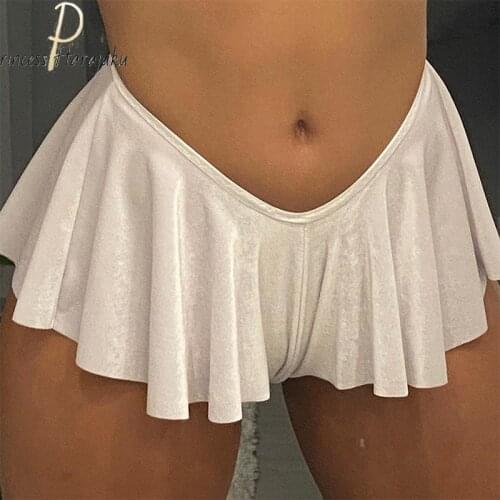 Sexy Triangle Loose Women Mini Skirt Pants Ladies Fashion White Low Waist Short Skirts Dancing Skirt Womens Clothes Shorts 2021