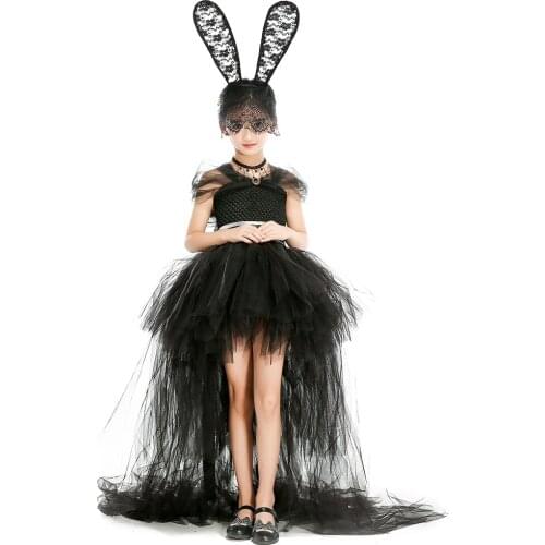 Princess Baby Girls Train tulle Dress Birthday Party Dress Fancy Black Kids Girl Cosplay Tutu Dresses Baby Girls Clothes Party