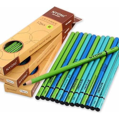12 pcs Professional Sketching Charcoal Pencil N-2801 Drawing Carbon Pen Soft Medium Hard Manga Painting Supplies