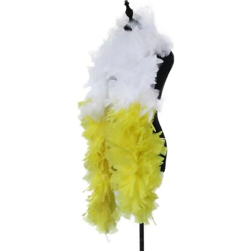 Double Color Natural Big Turkey Feather Scarf Boas Wedding Clothing Sewing Accessory 200 Grams Fluffy Decorative feather boa