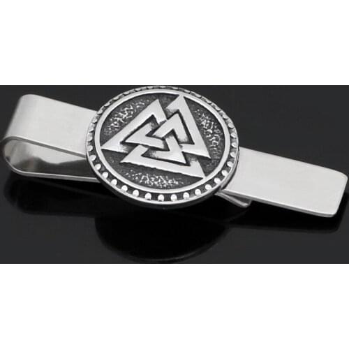 Nordic Viking Valknut Amulet Stainless steel Tie Clips for man and women -With Valknut Rune Gift Bag