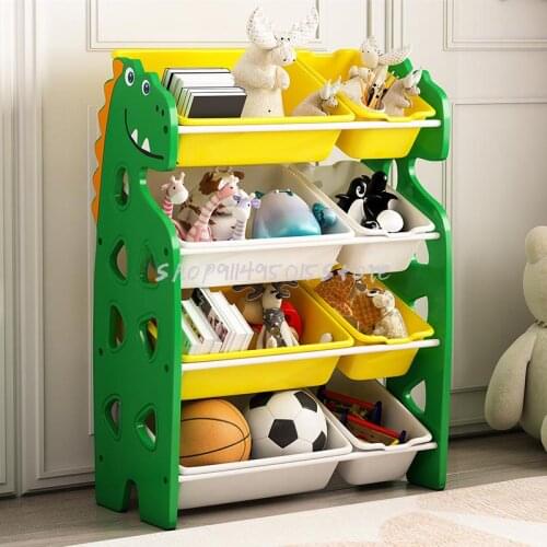 Dinosaur Childrens Toy Storage Rack Baby Bookshelf Sorting And Sorting Storage Cabinet Shelves Multi-layer Storage Boxes