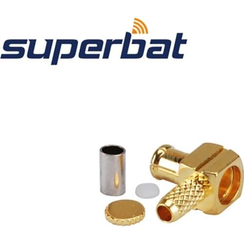 Superbat 10pcs 50 Ohm MCX Crimp Plug Male Right Angle Connector for Cable LMR100 RG174 RG316 Cable Mount