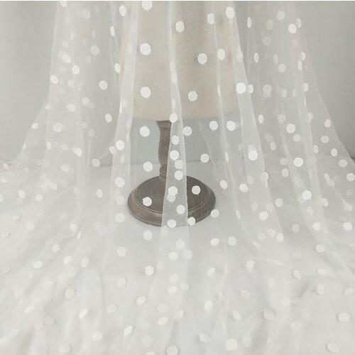 5Yards 130cm wide black white embroidery polka dot mesh tulle lace soft good quality for diy dress skirt costume fabric