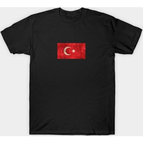 Vintage Aged and Scratched Turkish Flag T-Shirt. Summer Cotton O-Neck Short Sleeve Mens T Shirt New S-3XL
