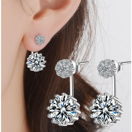 Utimtree Hot Earrings Silver 925 Stud Earring for Women Jewelry CZ Stone Fashion Statement Earring for Party Crystal Brincos