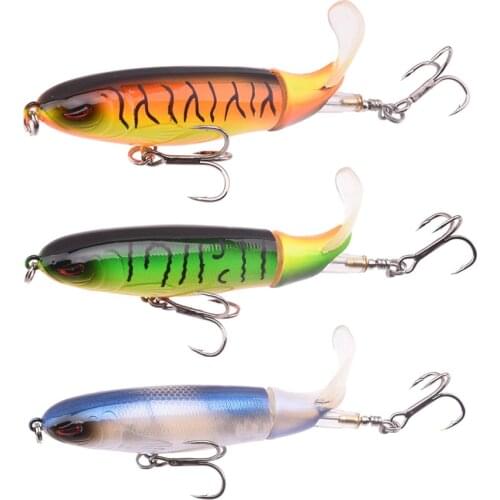 3pcs/lot Whopper Plopper 100mm 13g Floating Popper Fishing Lure pencil Artificial Hard Bait Wobbler Rotating Tail Fishing Tackle