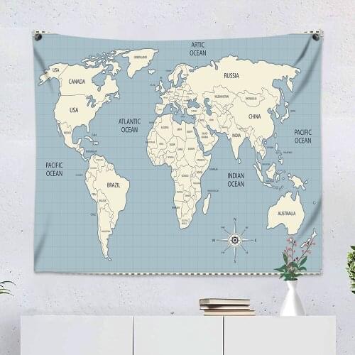 Customize 3D Print International Map Tapestry Modern Hanging Tapestries For Home Bedroom Living Room Wall Decoration Adult
