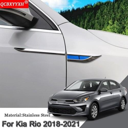 4pcs Car Styling Car Side Leaf Plate Decoration Sequins Leaf Board Side Label Stickers Auto Accessories For Kia Rio 2018-2021