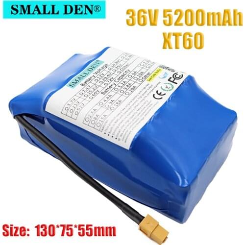 36V 5.2Ah rechargeable lithium battery pack 5200mah capacity,for electric self-balancing scooter hoverboard unicycle, with BMS