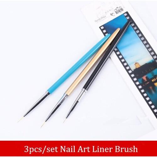 Nail Art Acrylic UV Gel Extension Builder Rhinestone Painting Brush Thin Liner Pattern Drawing Pen Manicure Salon Tool