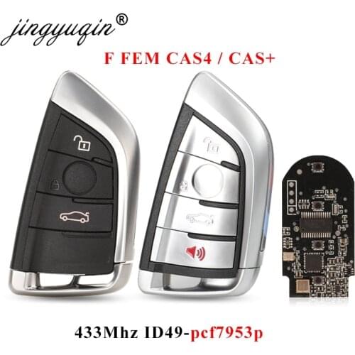 Jingyuqin Smart 3/4 buttons 433MHz PCF7953P Car Remote Key Keyless Entry fob for BMW F FEM CAS4 CAS4+ 5 7 Series X5 X6 Black PCB